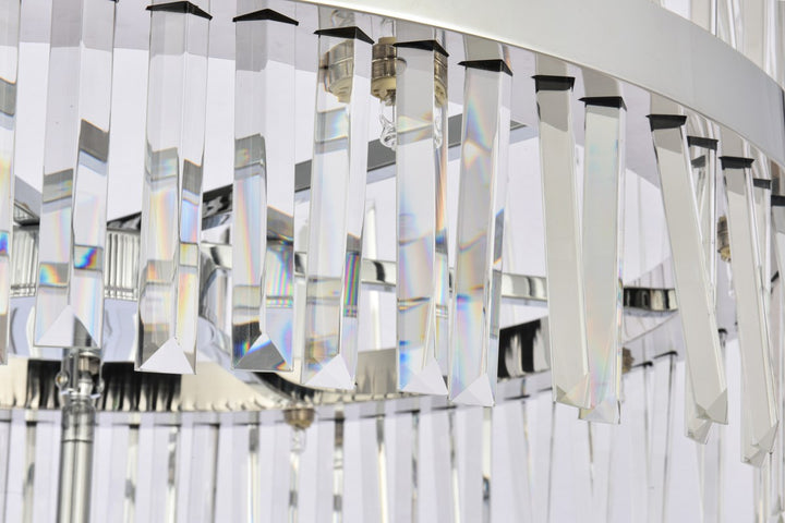 36 Inch 3 Tiers Crystal Round Chandelier Light In Chrome