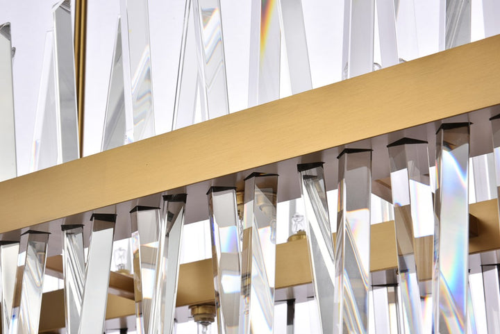 36 Inch Crystal Rectangle Chandelier Light In Satin Gold