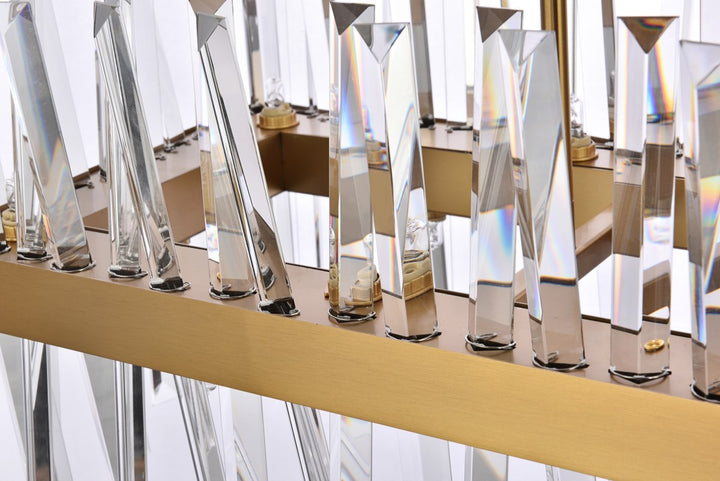 36 Inch Crystal Rectangle Chandelier Light In Satin Gold