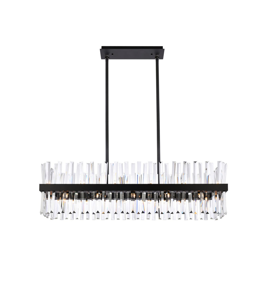 42 Inch Crystal Rectangle Chandelier Light In Black by Elegant Lighting