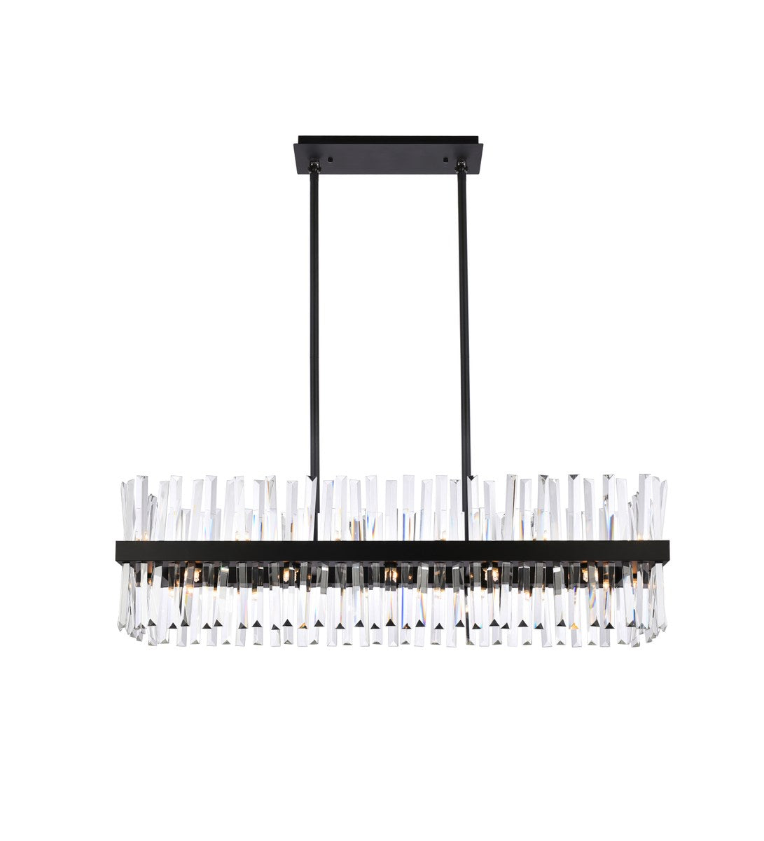 42 Inch Crystal Rectangle Chandelier Light In Black by Elegant Lighting