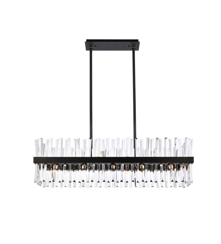42 Inch Crystal Rectangle Chandelier Light In Black by Elegant Lighting