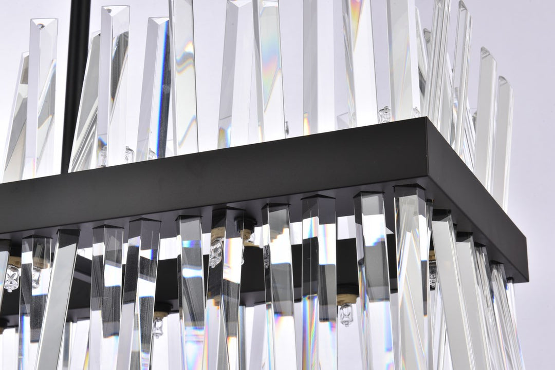 42 Inch Crystal Rectangle Chandelier Light In Black