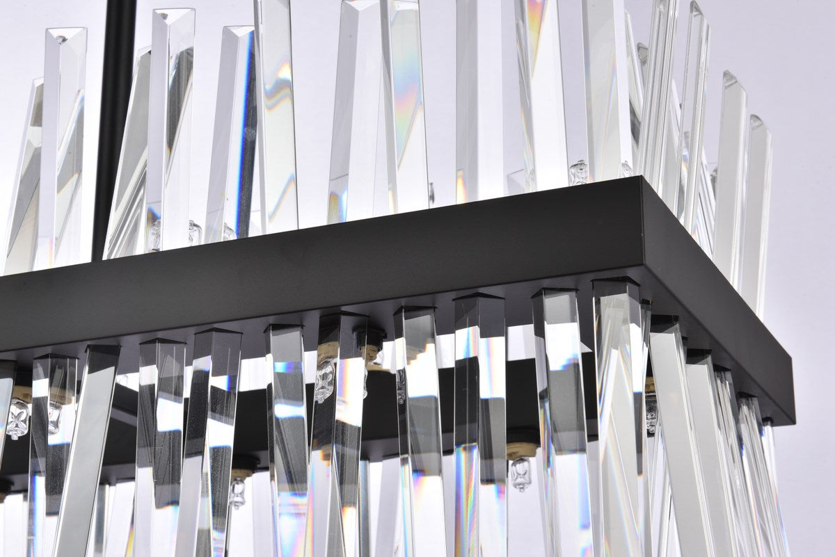 42 Inch Crystal Rectangle Chandelier Light In Black
