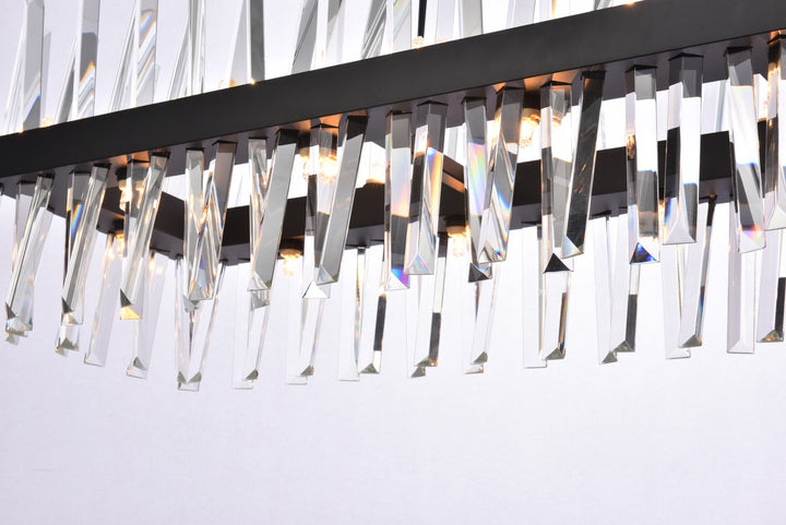 42 Inch Crystal Rectangle Chandelier Light In Black