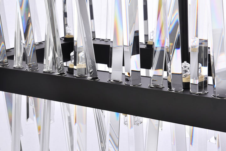 42 Inch Crystal Rectangle Chandelier Light In Black