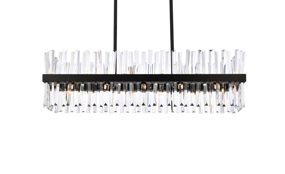 42 Inch Crystal Rectangle Chandelier Light In Black