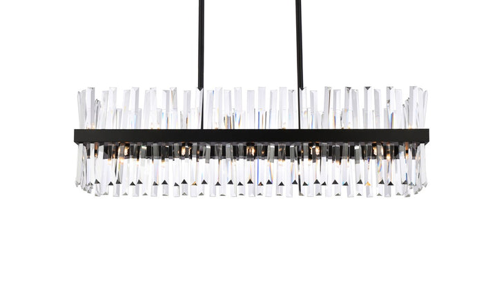 42 Inch Crystal Rectangle Chandelier Light In Black