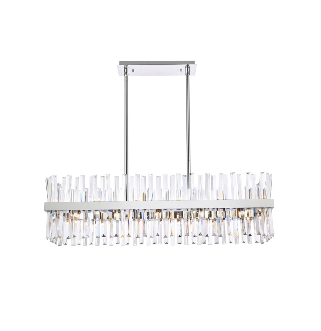 42 Inch Crystal Rectangle Chandelier Light In Chrome by Elegant Lighting