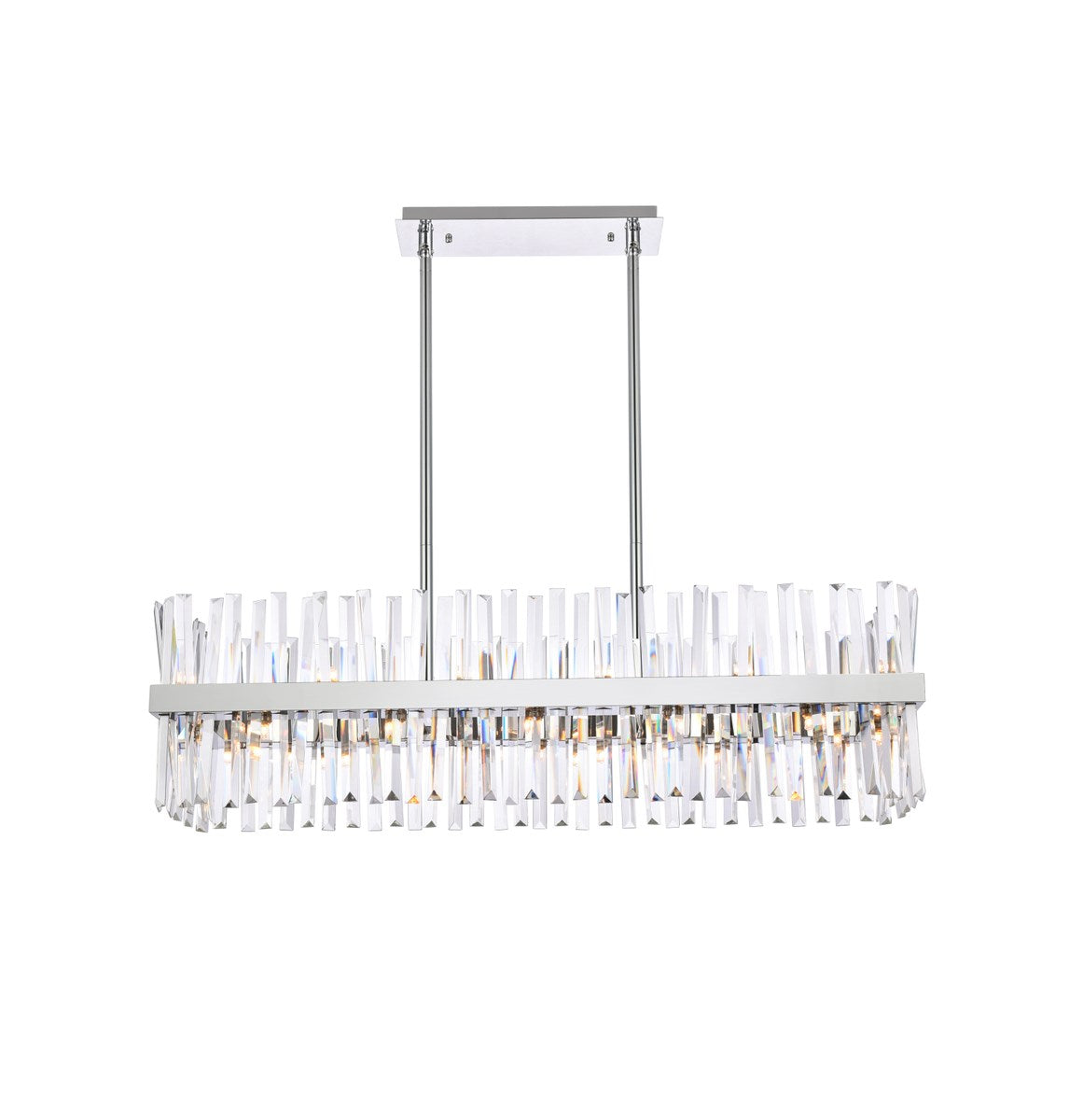 42 Inch Crystal Rectangle Chandelier Light In Chrome by Elegant Lighting