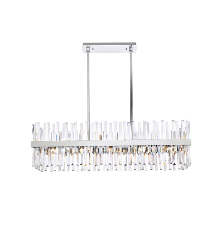 42 Inch Crystal Rectangle Chandelier Light In Chrome by Elegant Lighting
