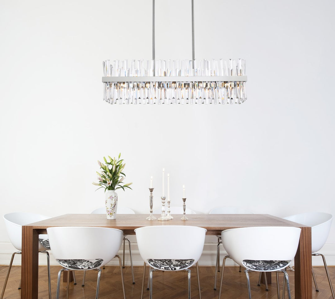 42 Inch Crystal Rectangle Chandelier Light In Chrome