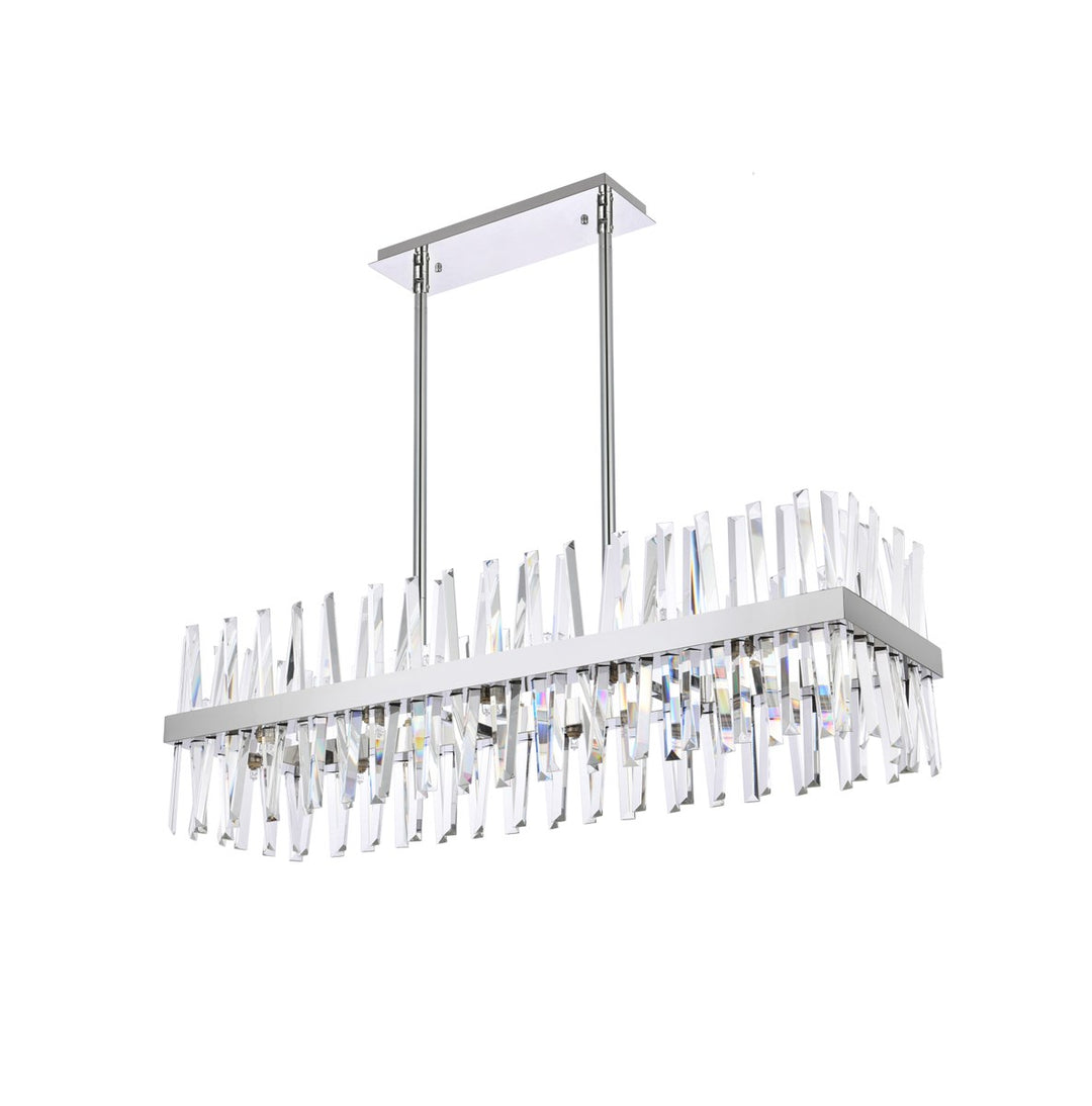 42 Inch Crystal Rectangle Chandelier Light In Chrome