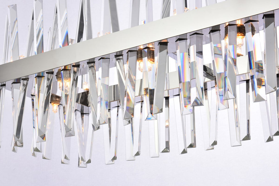 42 Inch Crystal Rectangle Chandelier Light In Chrome