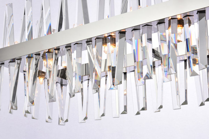 42 Inch Crystal Rectangle Chandelier Light In Chrome