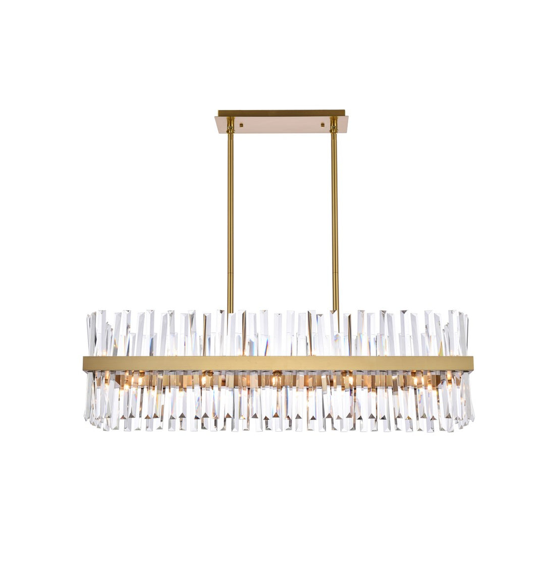 42 Inch Crystal Rectangle Chandelier Light In Satin Gold by Elegant Lighting