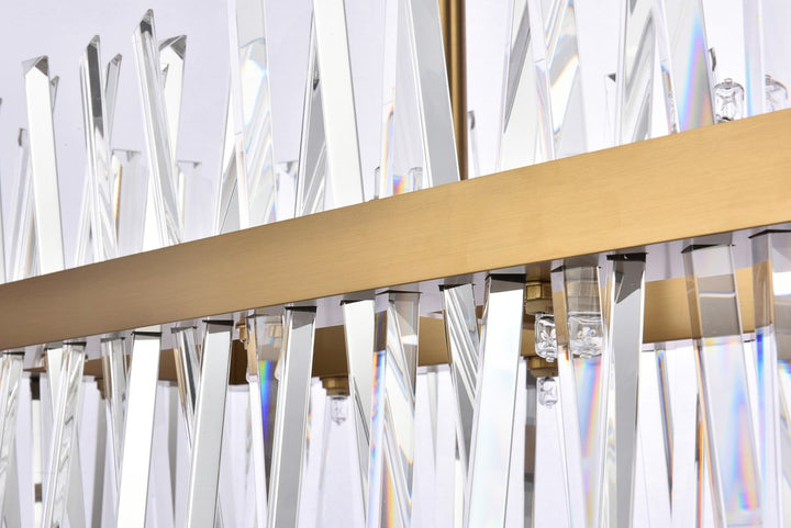 42 Inch Crystal Rectangle Chandelier Light In Satin Gold