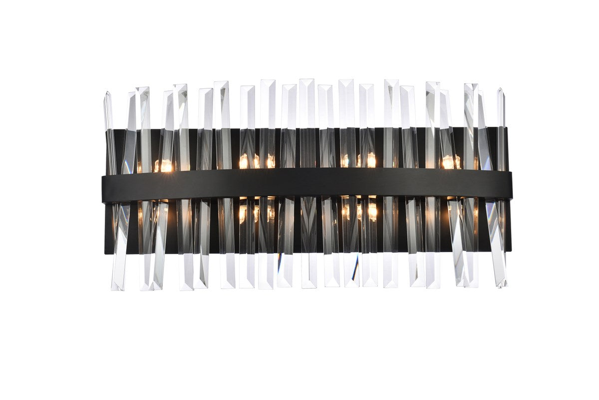 24 Inch Crystal Bath Sconce In Black by Elegant Lighting
