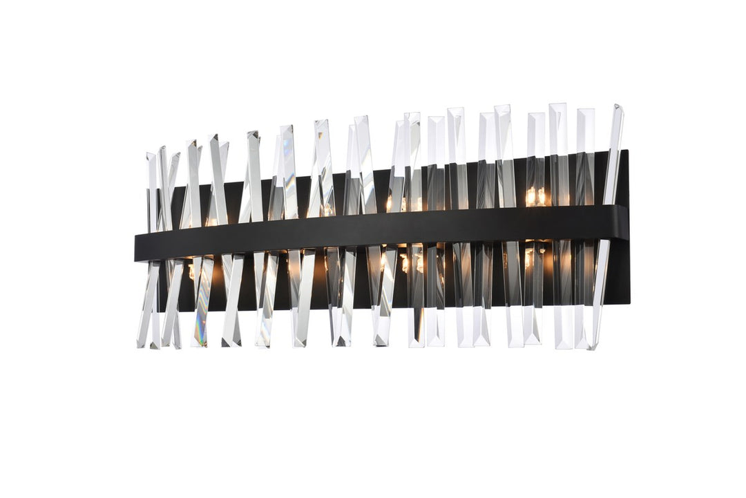 30 Inch Crystal Bath Sconce In Black