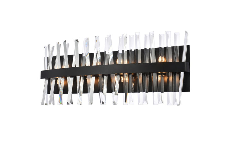 30 Inch Crystal Bath Sconce In Black