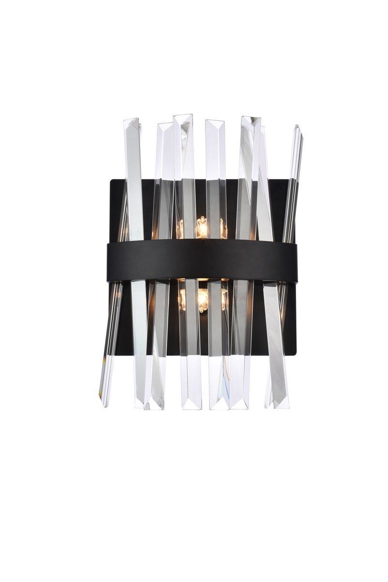 8 Inch Crystal Bath Sconce In Black by Elegant Lighting