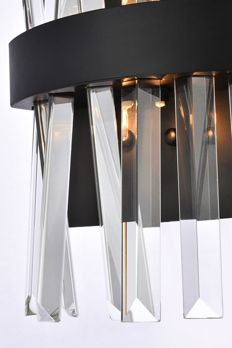 8 Inch Crystal Bath Sconce In Black