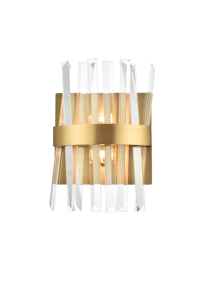 8 Inch Crystal Bath Sconce In Satin Gold by Elegant Lighting