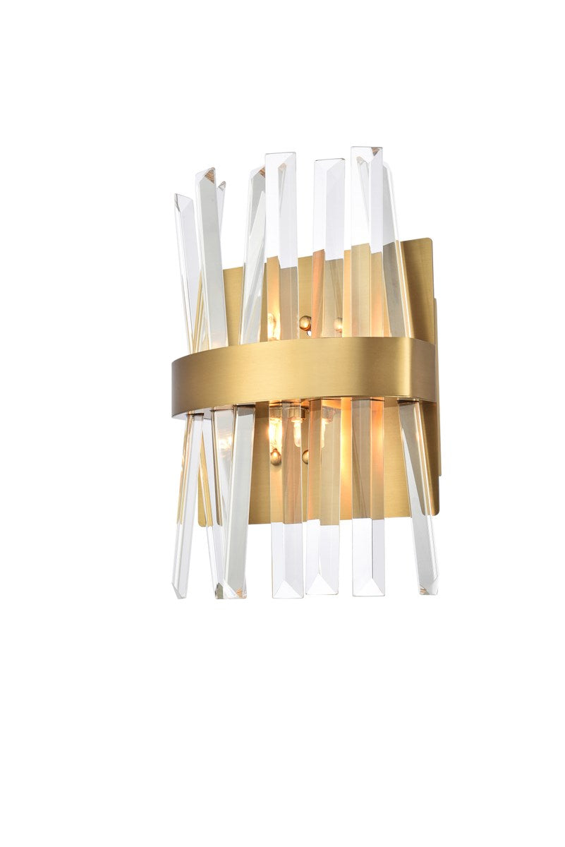 8 Inch Crystal Bath Sconce In Satin Gold