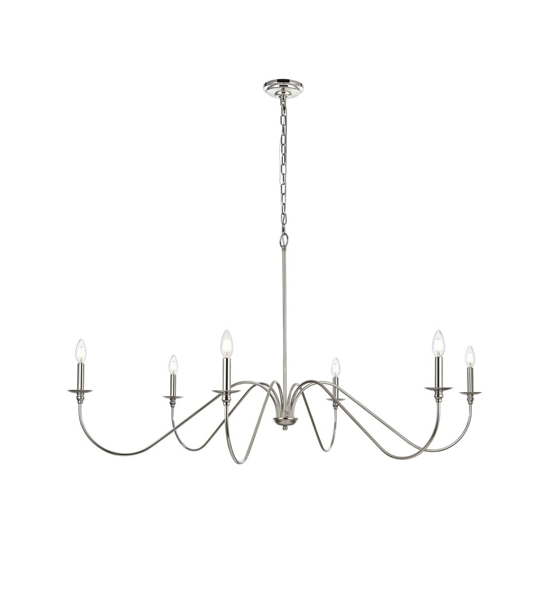 54 Inch Chandelier In Polished Nickel by Living District