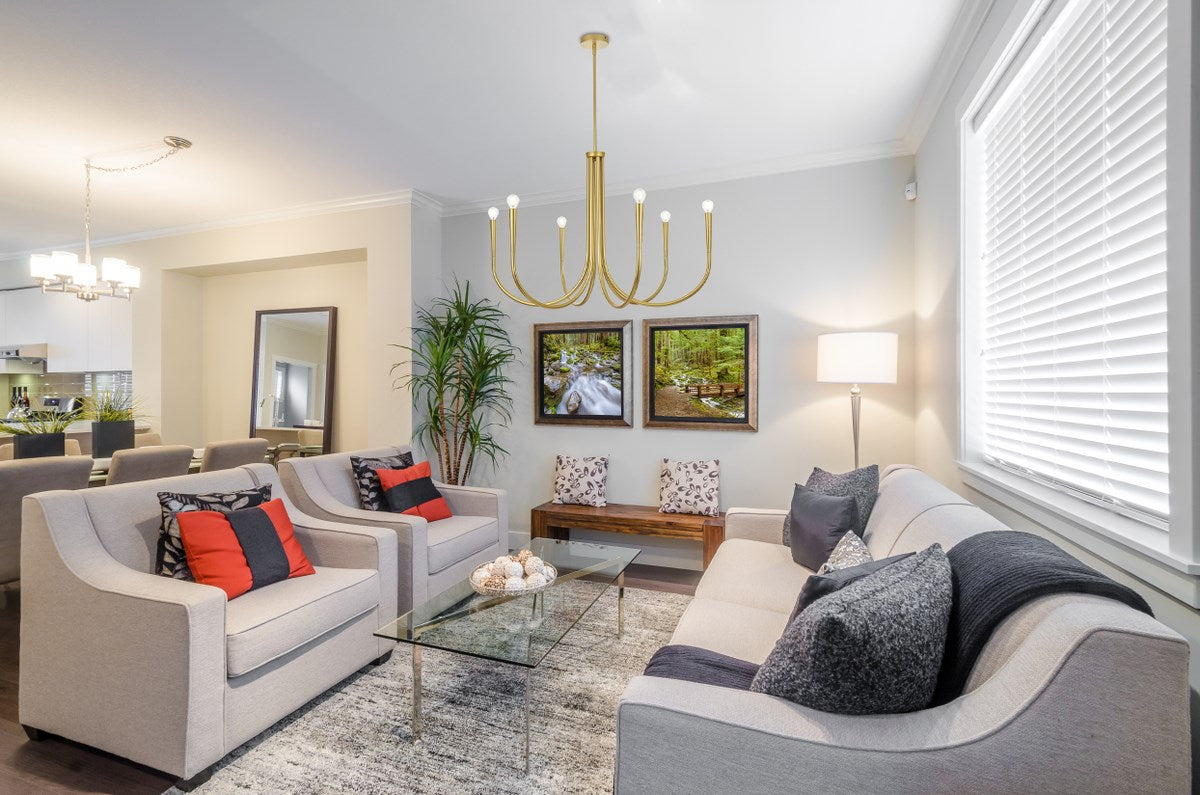 36 Inch Chandelier In Brass