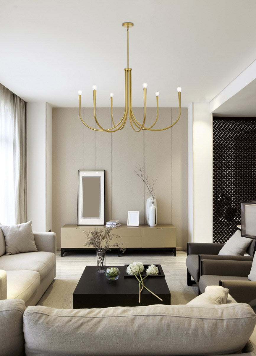 42 Inch Chandelier In Brass
