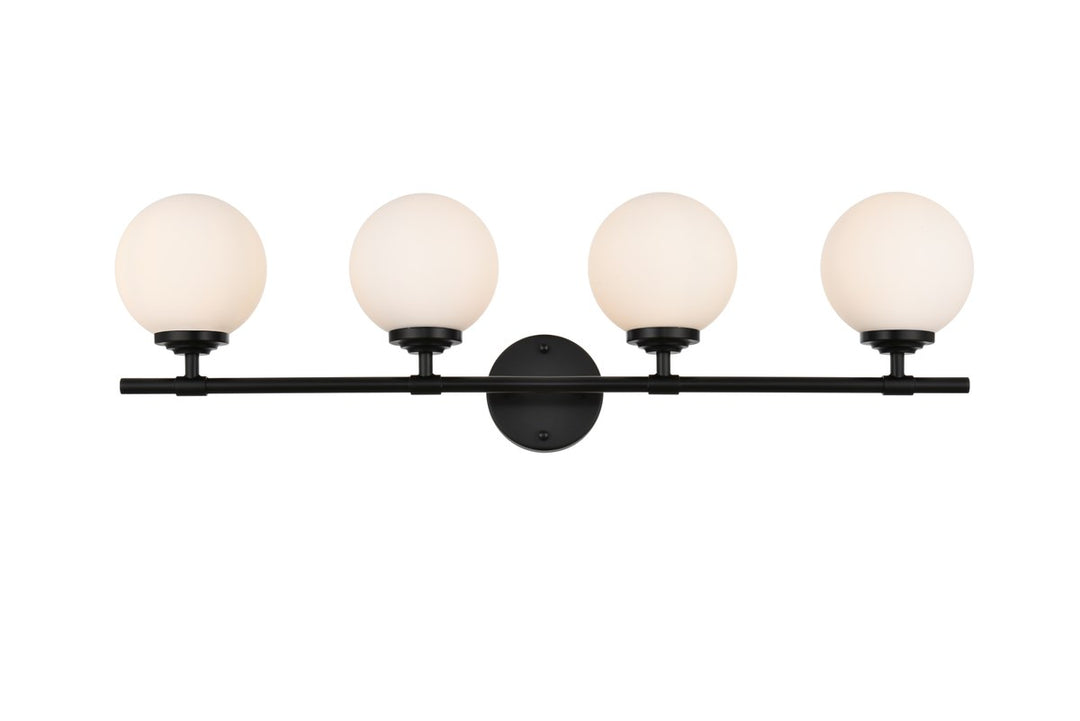 4 Light Black And Frosted White Bath Sconce by Living District