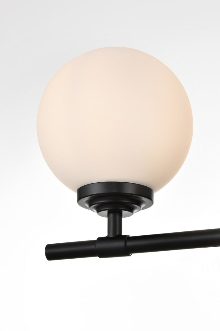 4 Light Black And Frosted White Bath Sconce