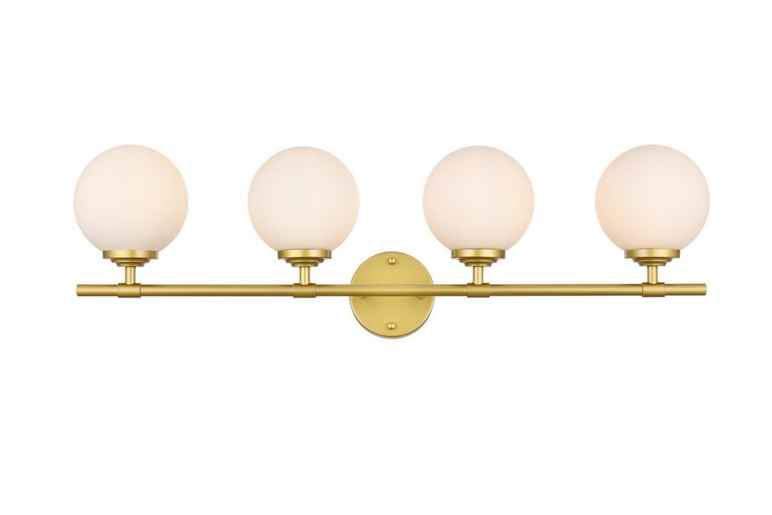 4 Light Brass And Frosted White Bath Sconce by Living District
