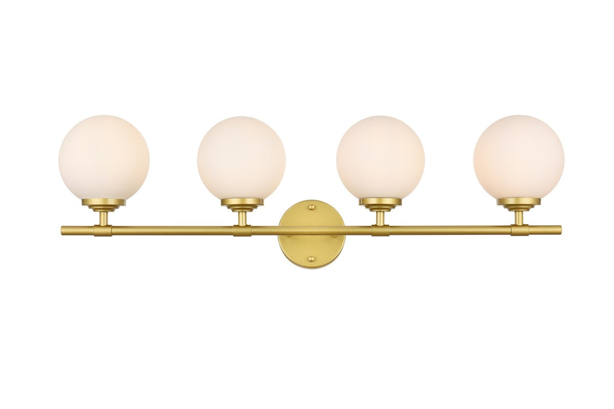 4 Light Brass And Frosted White Bath Sconce by Living District
