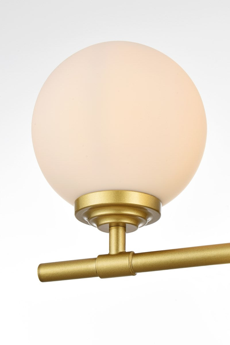 4 Light Brass And Frosted White Bath Sconce