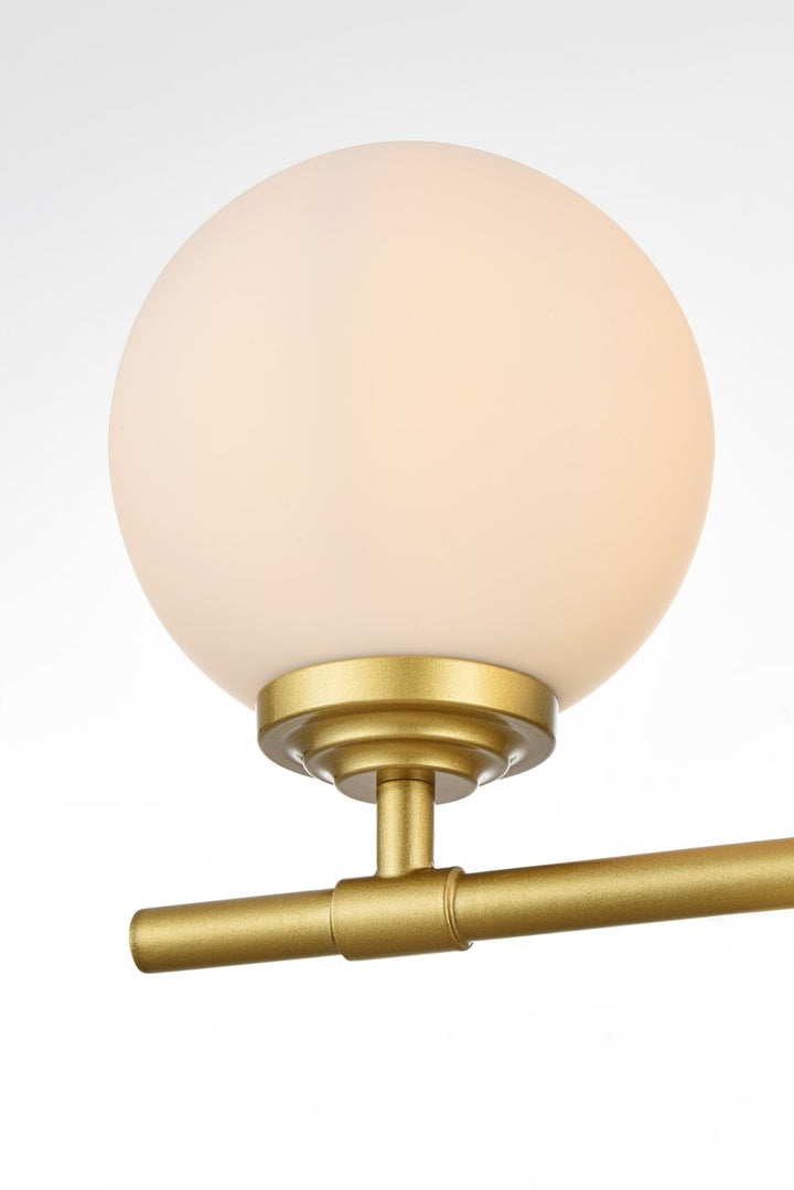 4 Light Brass And Frosted White Bath Sconce