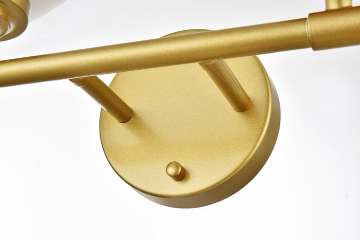 4 Light Brass And Frosted White Bath Sconce
