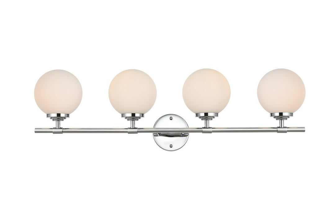 4 Light Chrome And Frosted White Bath Sconce by Living District