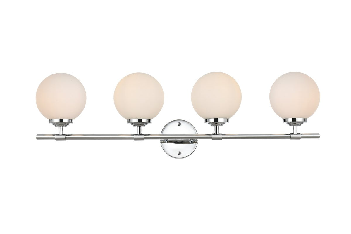 4 Light Chrome And Frosted White Bath Sconce by Living District
