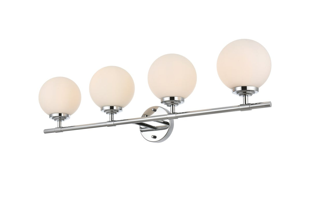 4 Light Chrome And Frosted White Bath Sconce