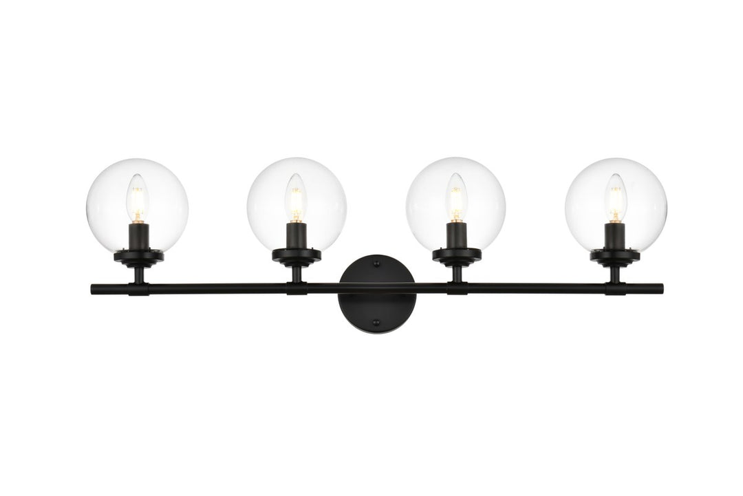 4 Light Black And Clear Bath Sconce by Living District