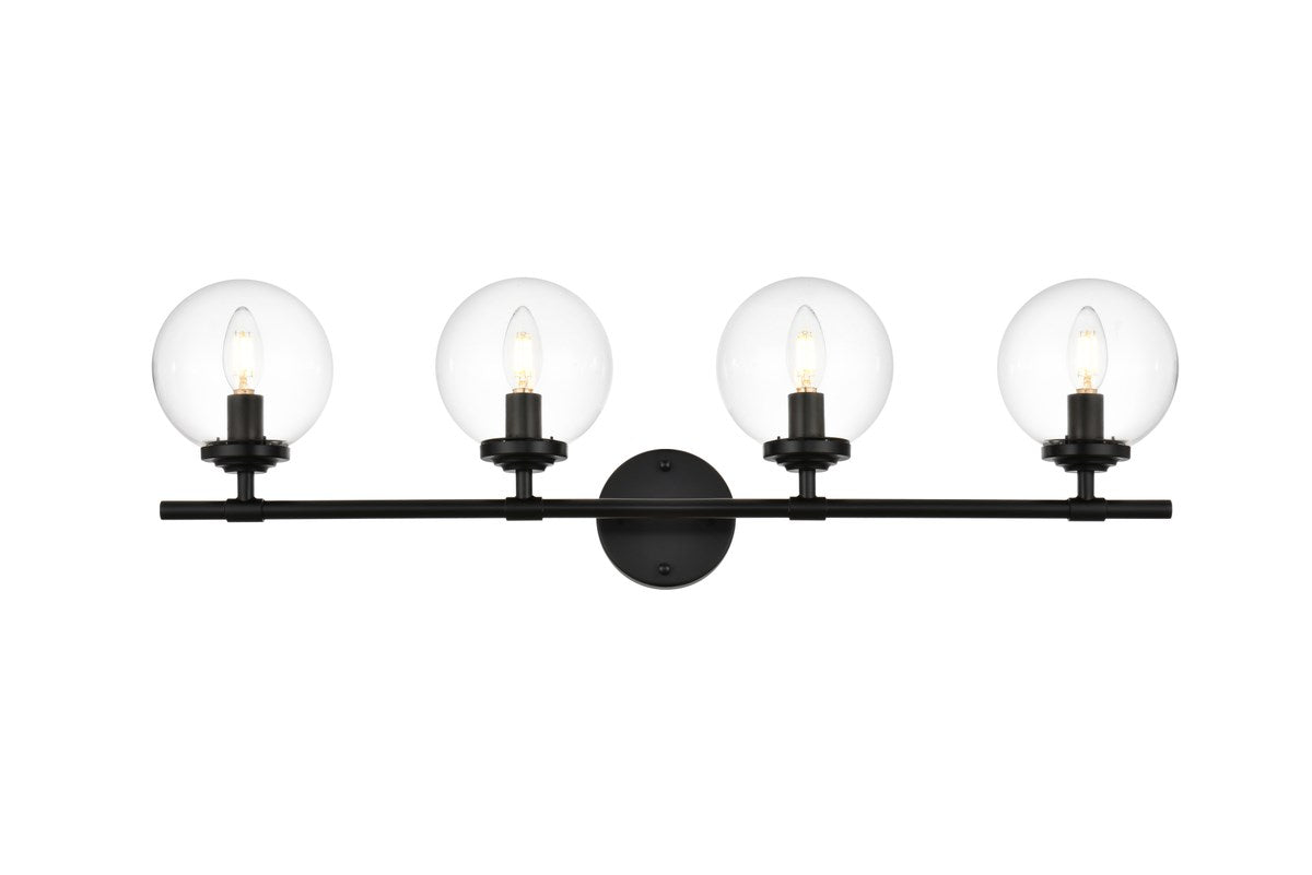 4 Light Black And Clear Bath Sconce by Living District