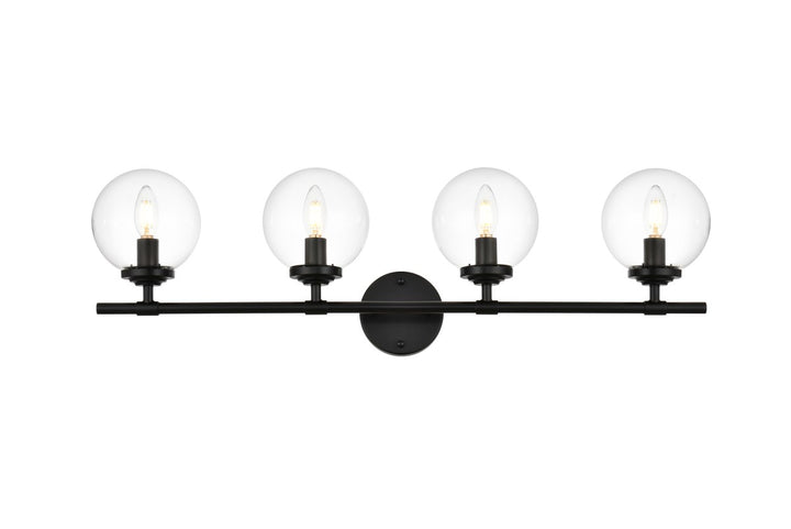 4 Light Black And Clear Bath Sconce by Living District