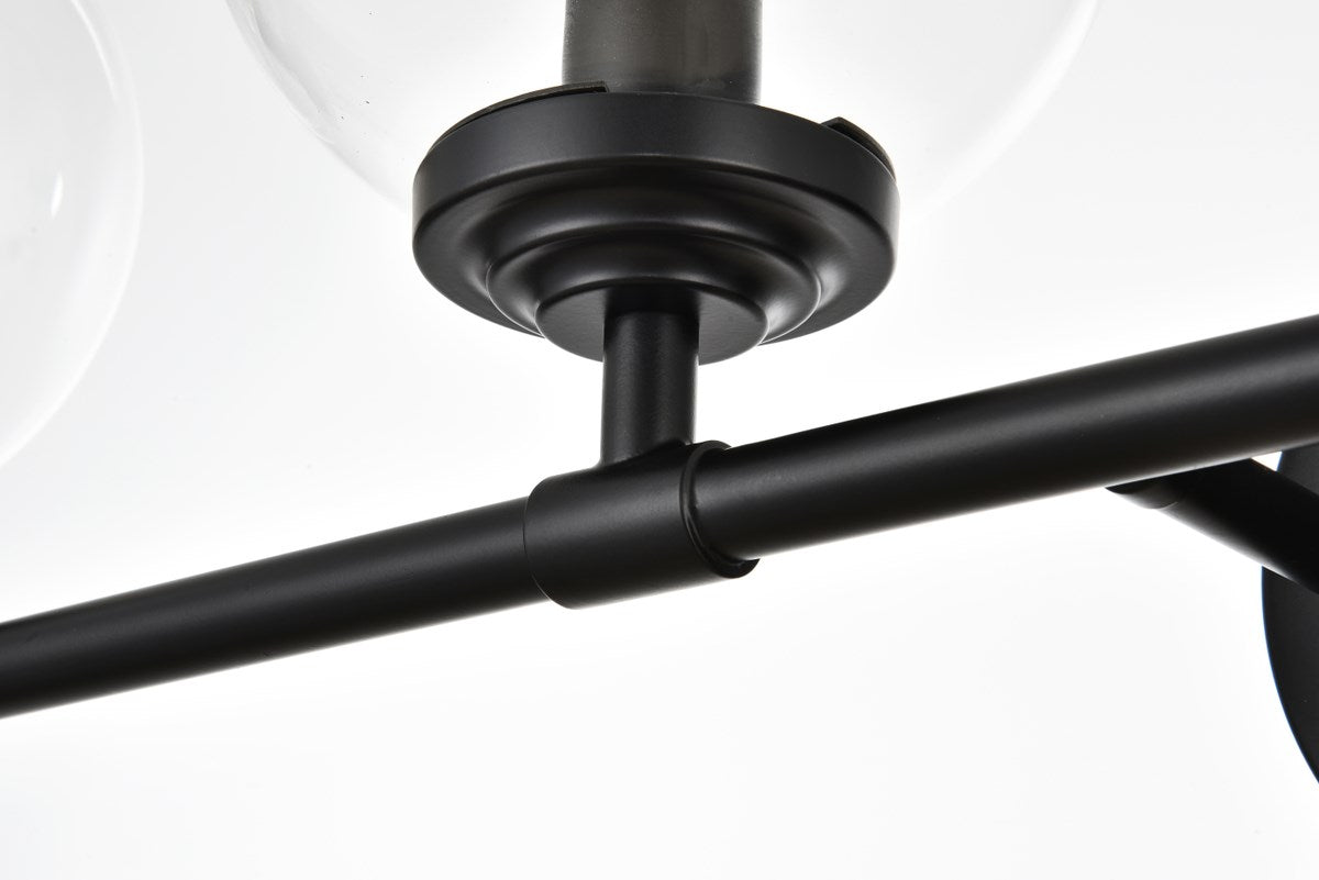 4 Light Black And Clear Bath Sconce
