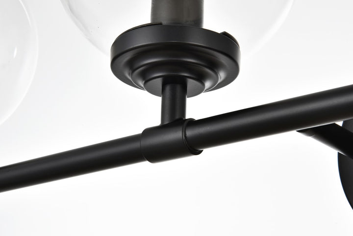 4 Light Black And Clear Bath Sconce