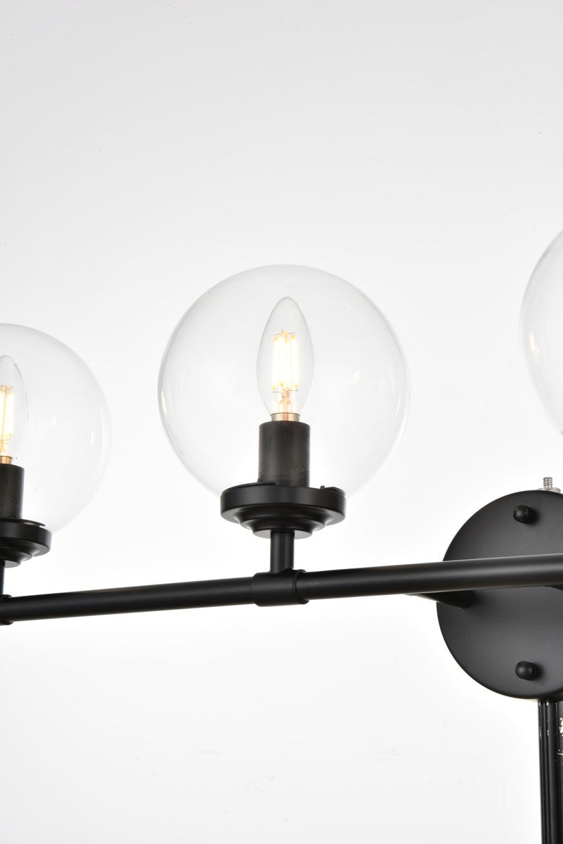 4 Light Black And Clear Bath Sconce