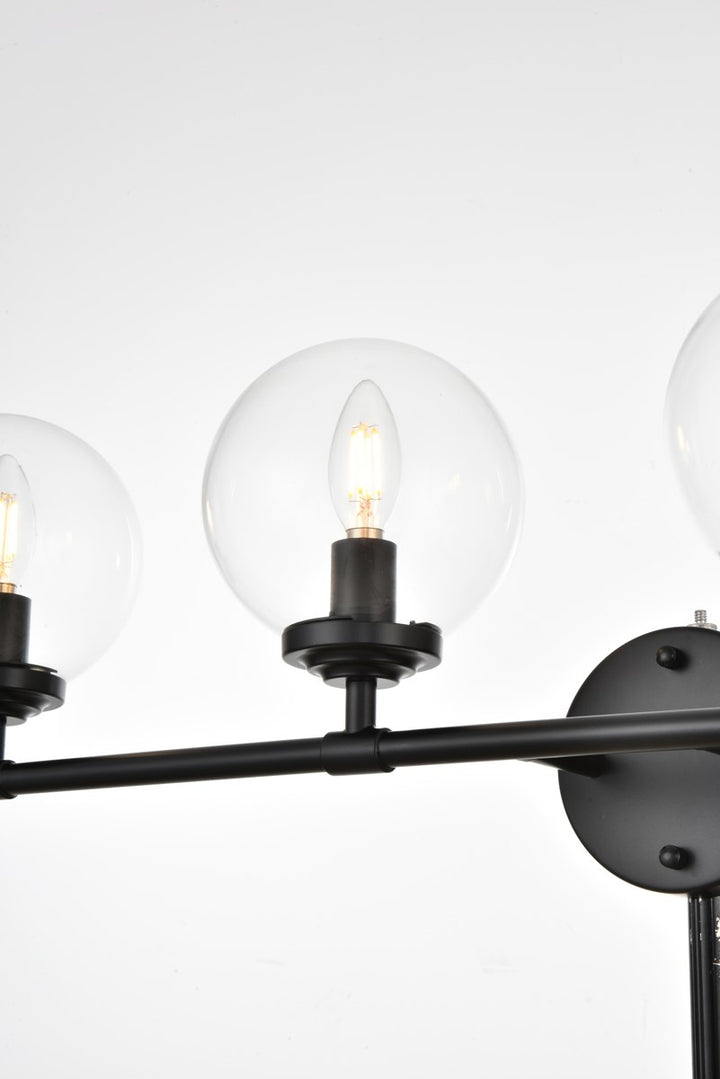 4 Light Black And Clear Bath Sconce