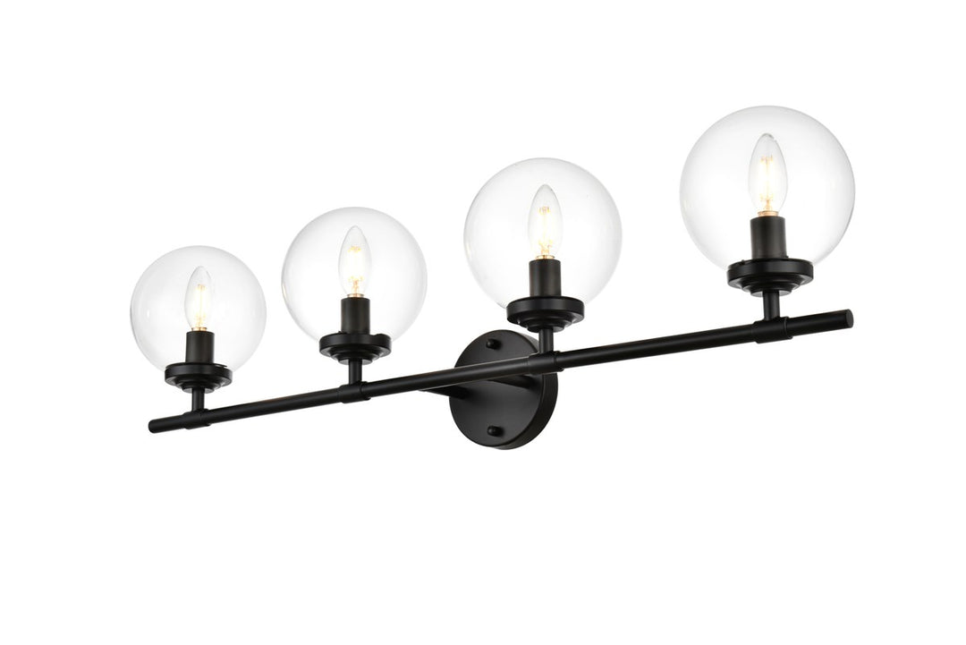 4 Light Black And Clear Bath Sconce