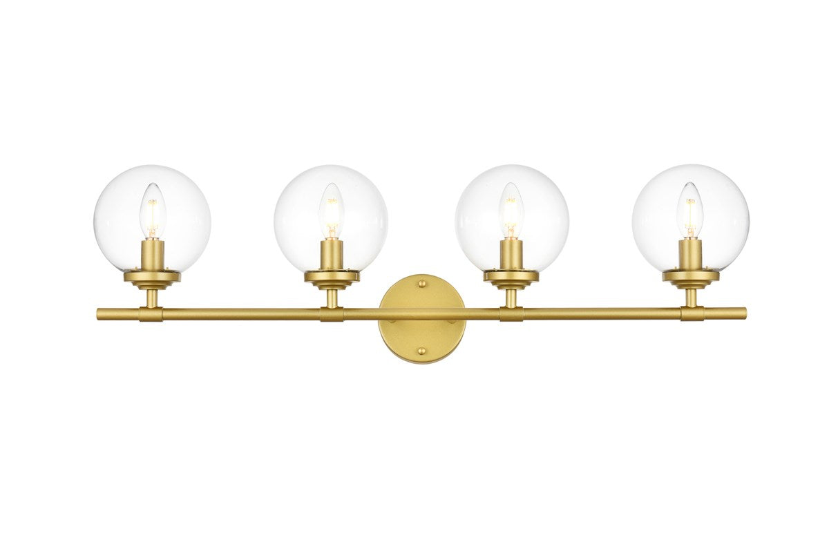 4 Light Brass And Clear Bath Sconce by Living District